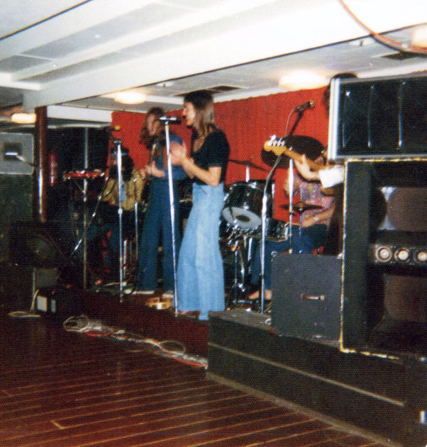 Lindsay Brook fronts Think on board the Arcadia, somewhere in the Pacific Ocean, 1977